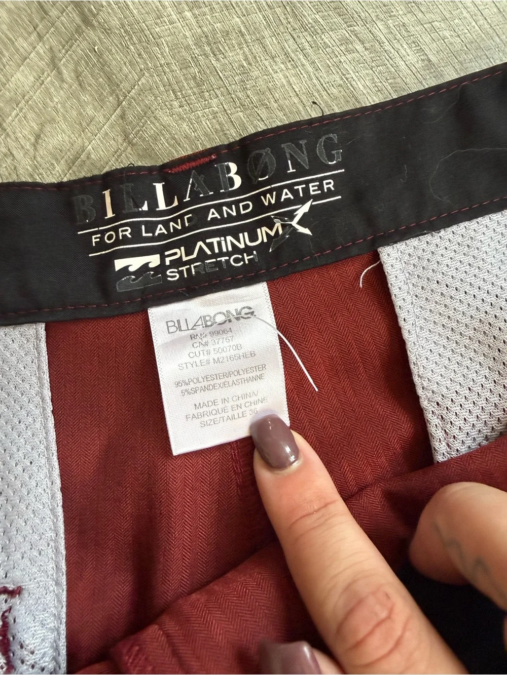 Billabong Men’s Burgundy Flat Front Shorts